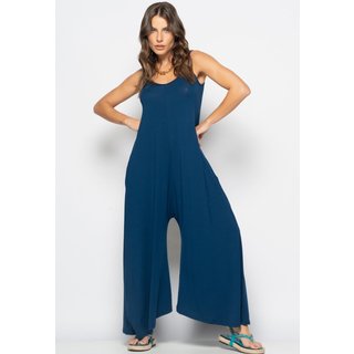 Macacão Alcinha Pantalona Malha Salvatore Azul Marinho
