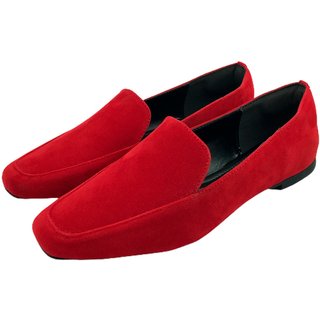 Sapato Mocassim Feminino CM Calçados Liso Confort Camurça Vermelho