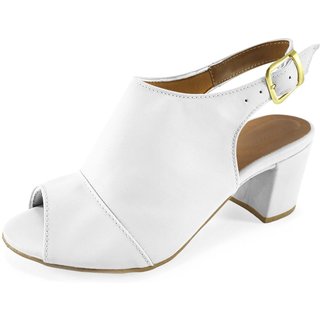 Tamanco Feminino Sandália Feminina Botinha Salto 6cm Navit Branco