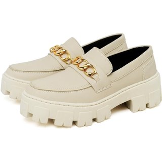 Sapato Feminino Mocassim Okford DUBUY 1413FG Areia