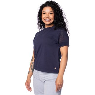 Blusa Feminina Biamar Algodão Mangas Vazadas Azul Marinho