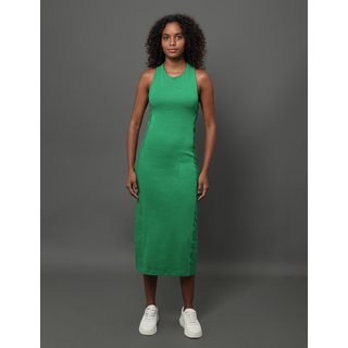 Vestido Feminino Ribana Texturizada Calvin Klein Jeans - Verde Médio Calvin Klein Jeans