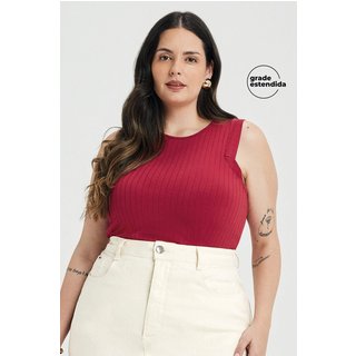 Regata Feminina Canelado de Viscose Marialícia Vermelho