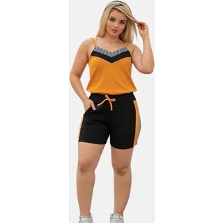 Conjunto Feminino Blusinha Summer Body Regata E Shorts Mostarda Xadrez