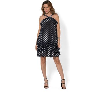 Vestido Bisô Curto Camadas Poá Azul - Azul