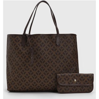 Bolsa Tiracolo Luiza Barcelos Acompanha Porta Moedas Monograma Café