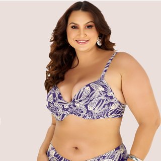 Biquíni Sutiã Avulso com Bojo e Proteção UV Plus Size Azul