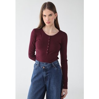 Blusa Feminina GAP Manga Longa Canelada Vinho