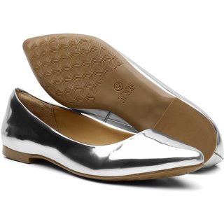 Sapatilha Casual Bico Fino Nine4 Comfort Macia Prata