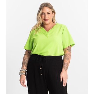 Blusa Manga Curta Plus Size Secret Glam Verde