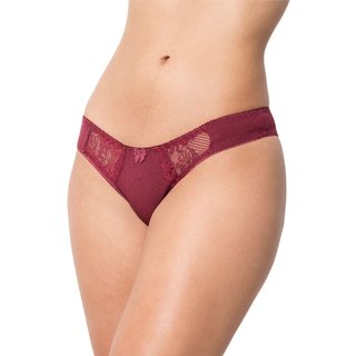 Tanga de Cotton Gabi Lingerie Calcinha Algodão Moda Íntima com Detalhes Rendados Rubro