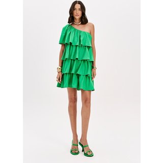 Vestido Curto Ombro Único Com Linho Lança Perfume