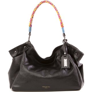 Bolsa Feminina Em Couro TIracolo Preta "Flora Lucena"""