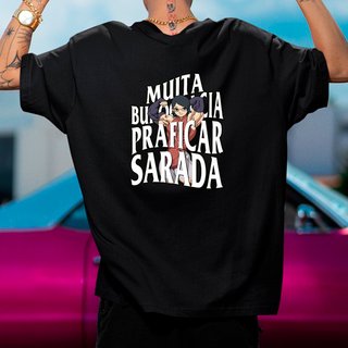 Camiseta Oversized Sarada Academia Preto