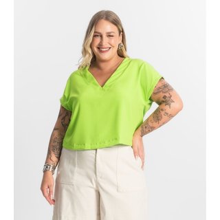 Blusa Manga Morcego Plus Size Secret Glam Verde