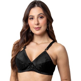 Sutiã Gabi Lingerie Sem Bojo Moda Elegante Confortável Soutien Básico Detalhado Renda Feminino Preto