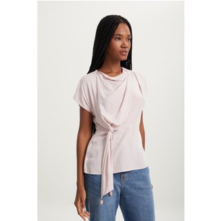 Blusa De Mangas Curtas Em Viscose Com Fios De Lurex