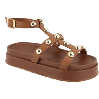 Sandalia Papete Rasteira Feminina Caramelo Bolinhas Sola Alta Tellini Store