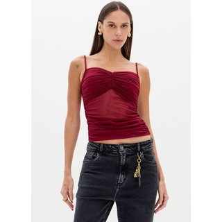 Blusa Franzida De Alças Em Tule Lança Perfume