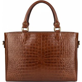 Pasta feminina de couro croco Esther - Whisky