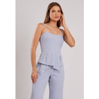 Blusa Peplum Alcinha Miss Joy 8474 Alfaiataria Forrado Azul Claro