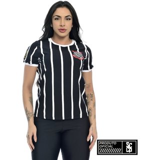Camiseta Feminina Retrô Corinthians Democracia 1982 Preto Empório Alex