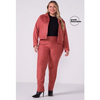 Calça Feminina Suede Com Recortes Marialícia Rosa