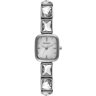Relógio Feminino Quadrado Branco Metal Seculus