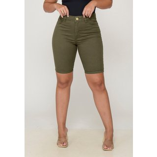 Bermuda Short Feminino Sarja Elastano 7883 Verde Militar
