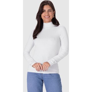 Blusa Básica Feminina Gola Alta Em Malha Canelada De Viscose