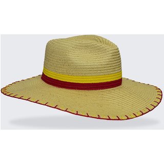 Chapéu Areia Branca UV50+ Bordado Palha Amarelo