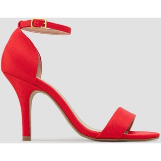 Sandália Gisele Salto Fino 7cm Velvet Tomate CBK Vermelho