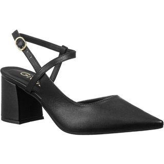 Scarpin Feminino GiGiL Slingback Bico Fino Salto Médio Elegante Preto