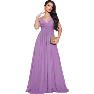 Vestido Festa Longo Mayse Frente única Micro Tule para Madrinhas Lilás