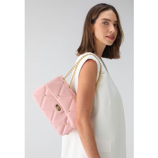 Bolsa Feminina Maria Milão Transversal Spike Rosa Claro