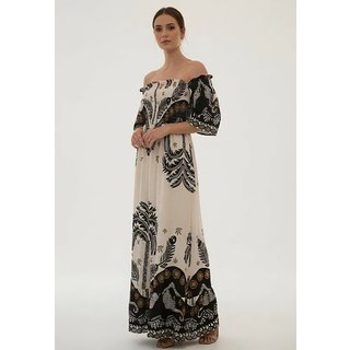 Vestido CabanaFree Longo Ciganinha Estampado Trama da Mata