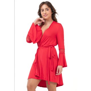 Robe Mood Modas Feminino Hobby Madrinha Manga Longa Roupão Sexy Noiva Robe 241 Vermelho