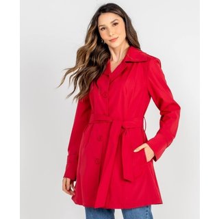 Trench Coat Sobretudo Forro Onça Vermelho