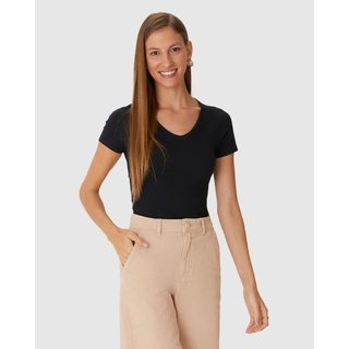 Blusa Básica Feminina Decote V Em Cotton Light Preto - XGG Malwee