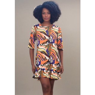 Vestido Amazonia Vital Curto Viscose Estampa Cores Vibrante