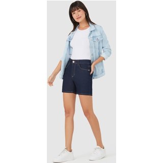 Bermuda Feminina Cintura Média Em Jeans Com Elastano