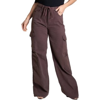 Calça Sarja Sawary Wide Leg - 279524 - Marrom - Sawary