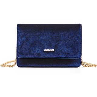 Bolsa Crossbody Colcci Veludo In24 Azul Feminino