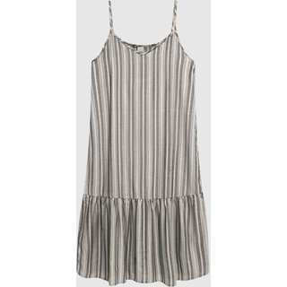Vestido Midi Feminino Listrado Decote V Alça Fina Em Viscose