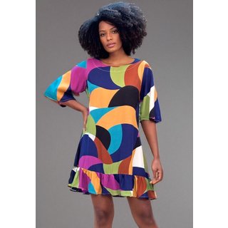 Vestido Amazonia Vital Curto Viscose Estampa Jardim Azul