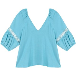 Blusa Com Decote Em V E Mangas 3/4
