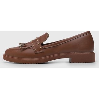 Mocassim Feminino Moleca Detalhe Franja Marrom