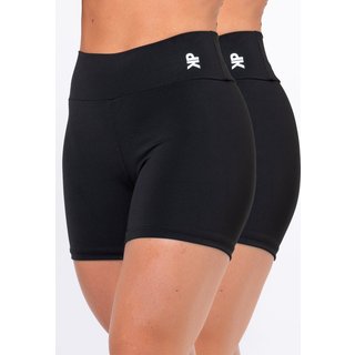 Kit 2 Short Fitness Meia Coxa Cintura Alta Zero Transparência Blackout Academia Feminino - Preto