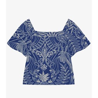 Blusa Manga Curta Plus Size Secret Glam Azul
