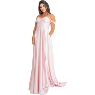 Vestido Longo Especial Princesa Acinturado Rosa Festa Madrinhas Formatura